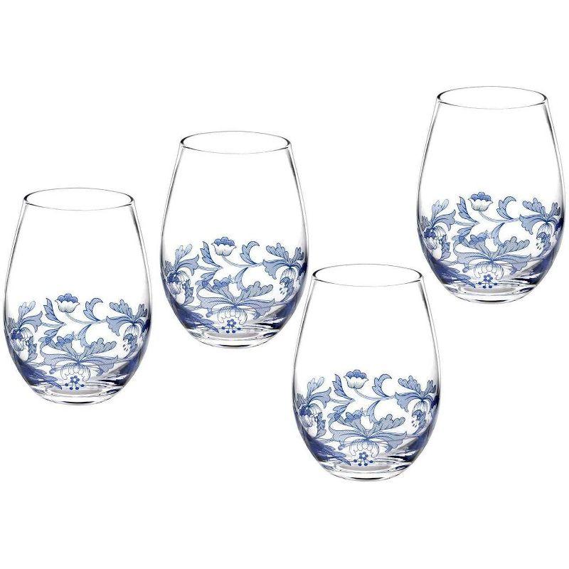 Spode Blue Italian Stemless Glasses 19 Oz