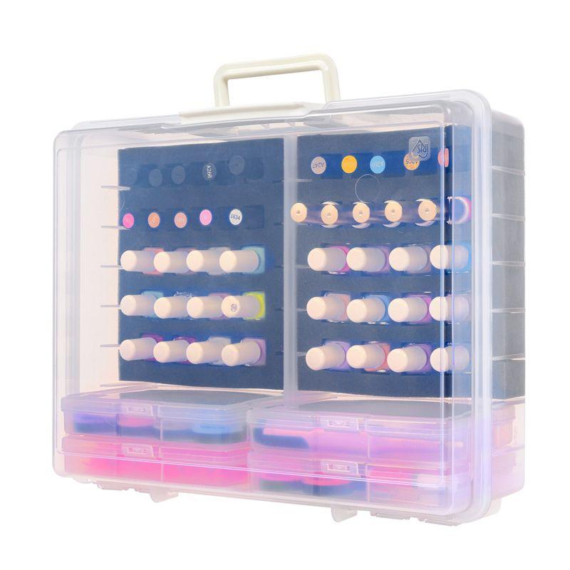 IRIS USA 2 Pack Clear Nail Polish Organizer Case Storage Container with Handle for 44 Bottles, Clear