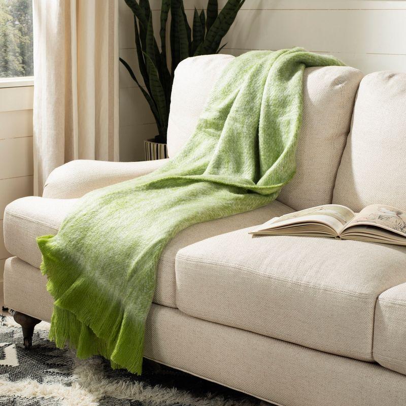 Contemporary Green Wool Throw Blanket 70" x 50"