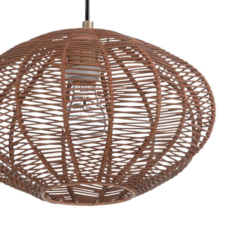 13.5" Gracelynn 1 - Light Woven Rattan Globe Pendant, Brown