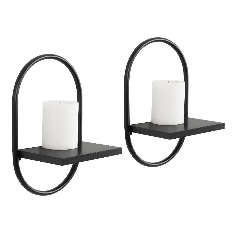 Set of 2 Olav Wall Shelf Set Black - Kate & Laurel All Things Decor