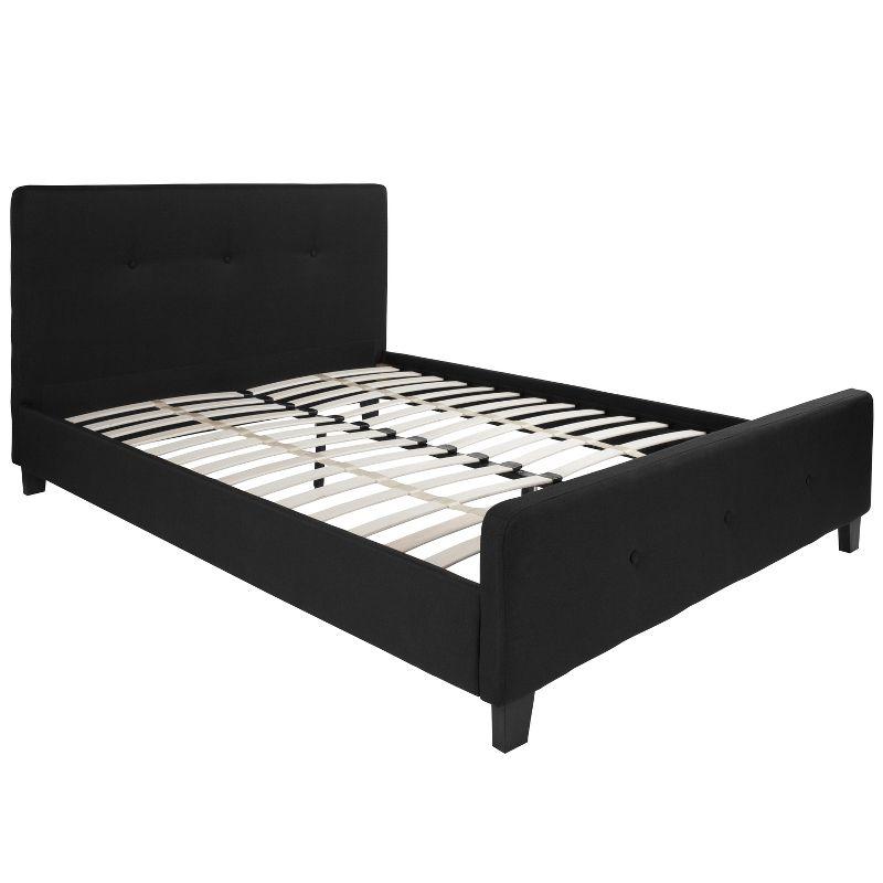 Elegant Black Queen Tufted Upholstered Platform Bed with Slats