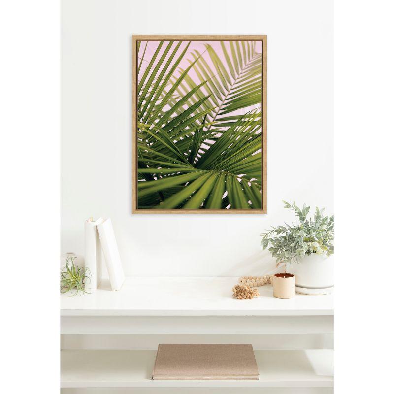 Kate & Laurel All Things Decor Sylvie Her Majesty 2 Framed Canvas Wall Art by Alicia Bock Natural Beach Palm Frond Tree Wall Art