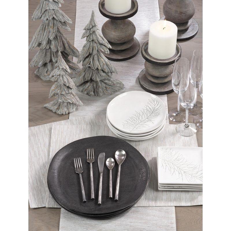 Beige Polyester Winter Table Runner and Placemats Set