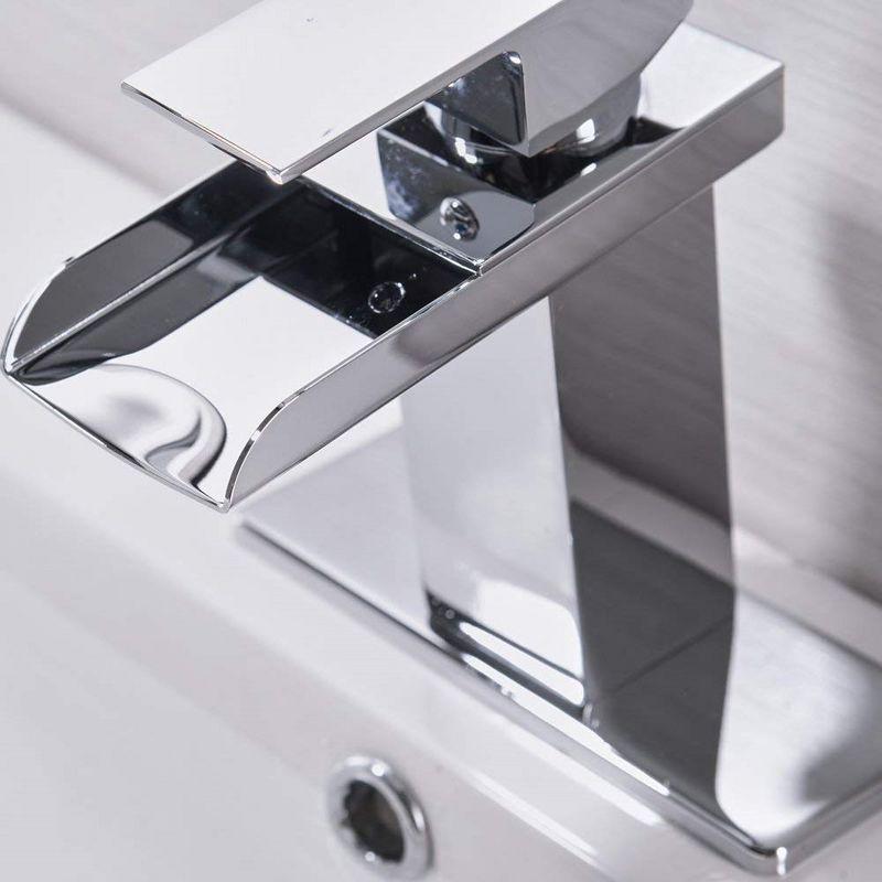 BWE Waterfall Single Hole Single-Handle Low-Arc Bathroom Faucet With Pop-up Drain Assembly