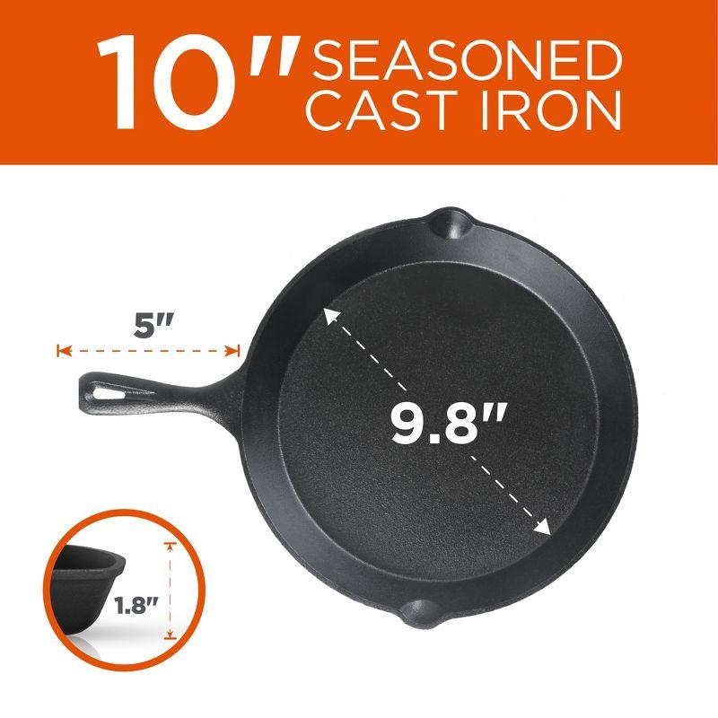 COMMERCIAL CHEF Pre-Seasoned Cast Iron 3-Piece Skillet Set, 6Inch 8Inch 10 Inch, Black