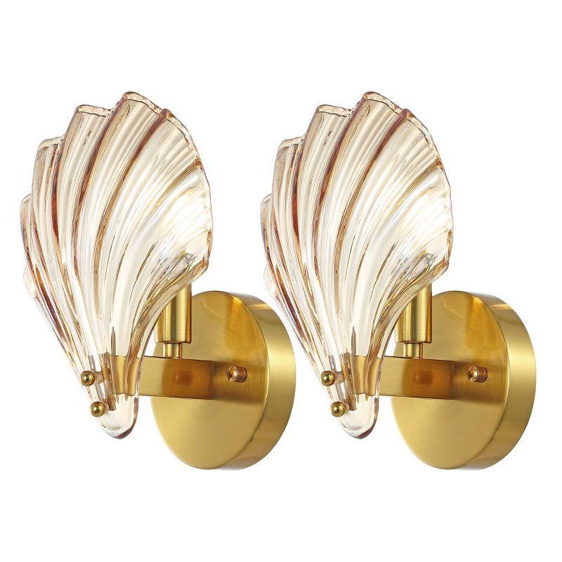 Sirena 5.5" Wall Sconce (Set of 2) - SCN4087 - Amber/Brass - Safavieh