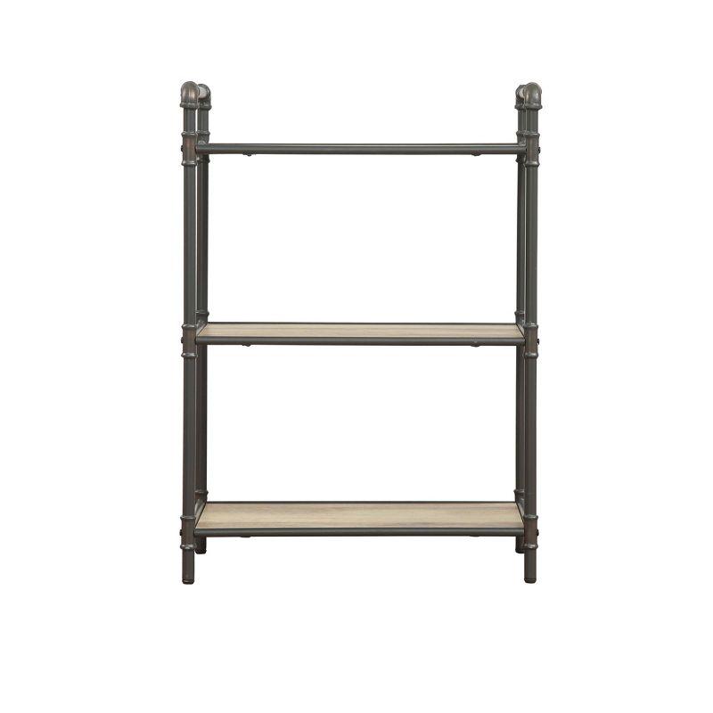 36" Itzel 3 Shelves Bookcase Antique Oak/Sandy Gray - Acme Furniture: Metal Frame, Open Back Design, Assembly Required