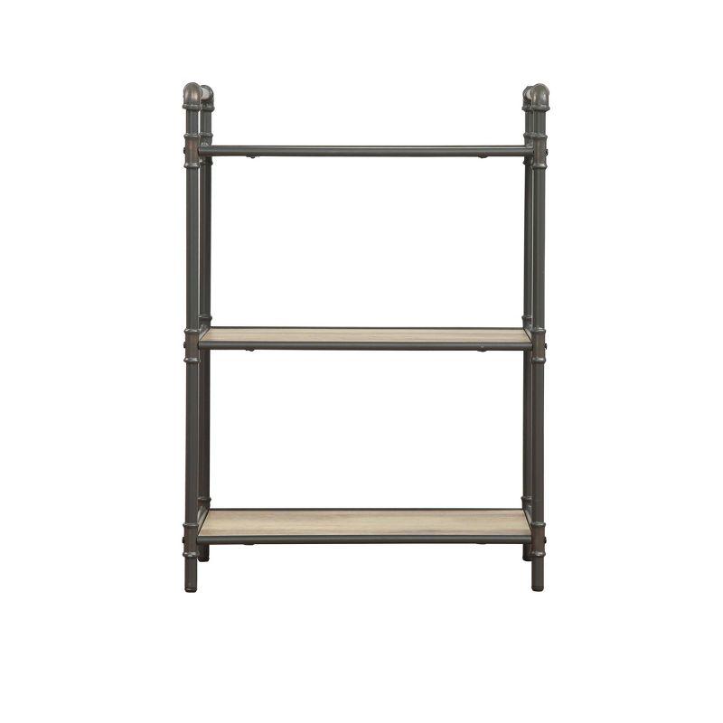 Itzel 26" Antique Oak and Sandy Gray Industrial Bookshelf