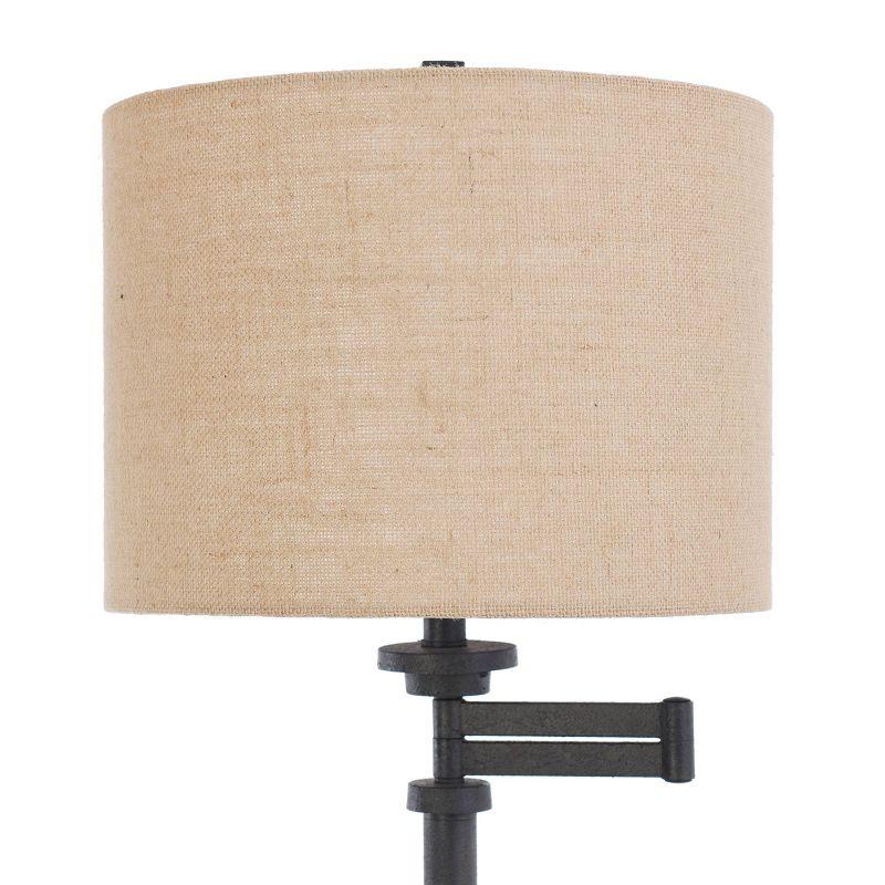 Tipton Swing Arm Floor Lamp with Burlap Shade Bronze/Tan - StyleCraft: Adjustable, UL Listed, Metal Body, Polyester Shade