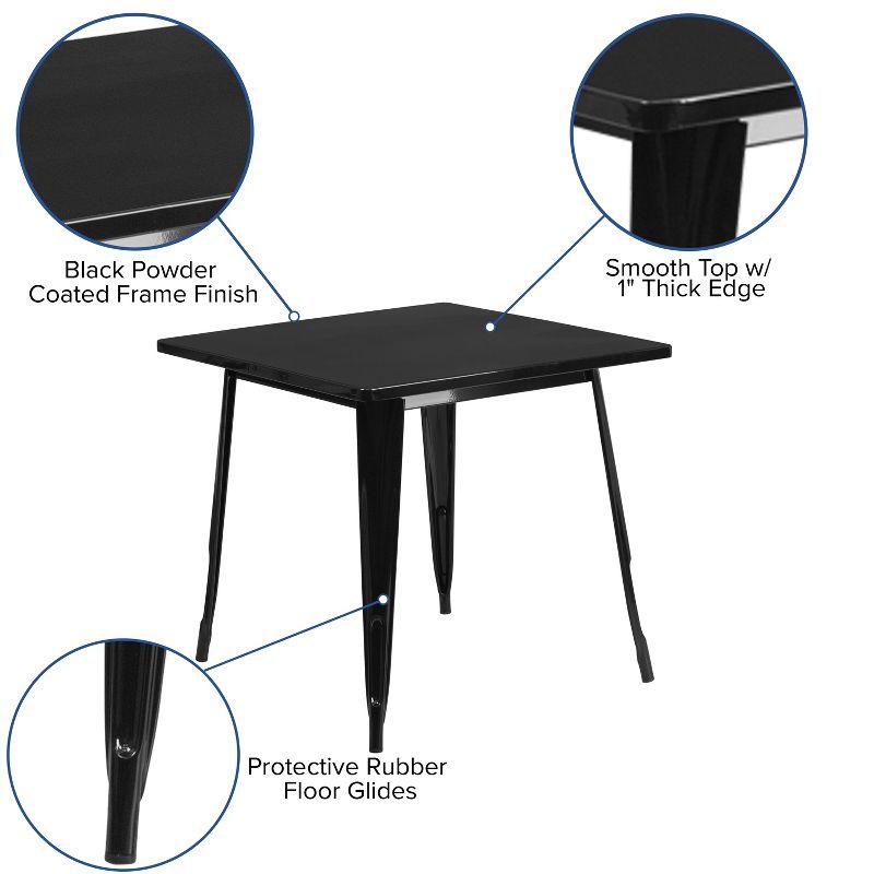 Emma Black Metal Square Indoor-Outdoor Dining Table