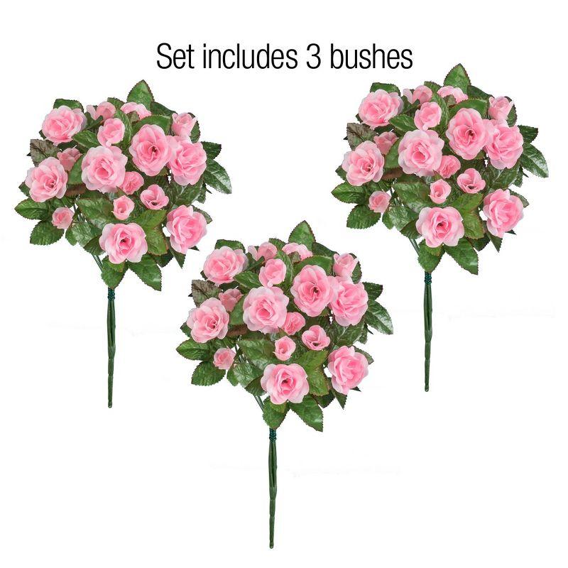 Collections Etc Floral Rose Bushes - Set of 3 Pink