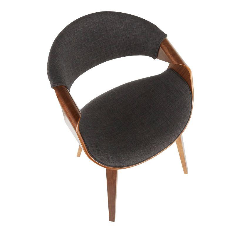 LumiSource Curvo Mid-Century Modern Dining Accent Chair Charcoal Gray: Upholstered, Wood Legs, Polyester