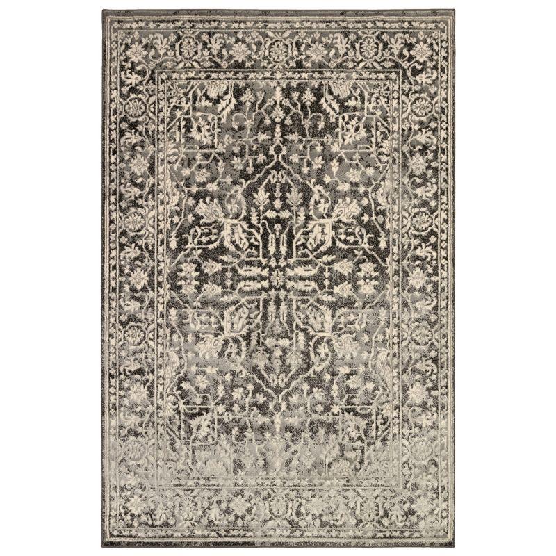 Soho Heriz Black Medallion 6' x 9' Easy Care Synthetic Rug