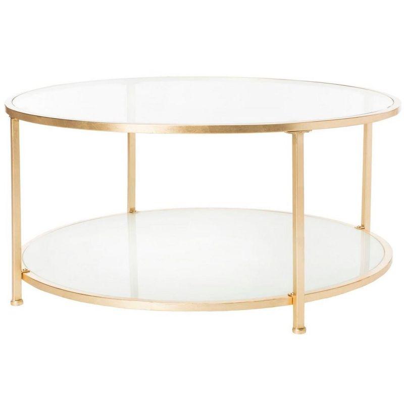 Ivy 2 Tier Round Coffee Table - Glass/Gold Foil - Safavieh