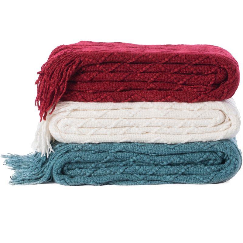 Decorative Throw Blanket - 50x60" Soft Knit with Fringe Edges for a Cozy Touch to Your Living Space