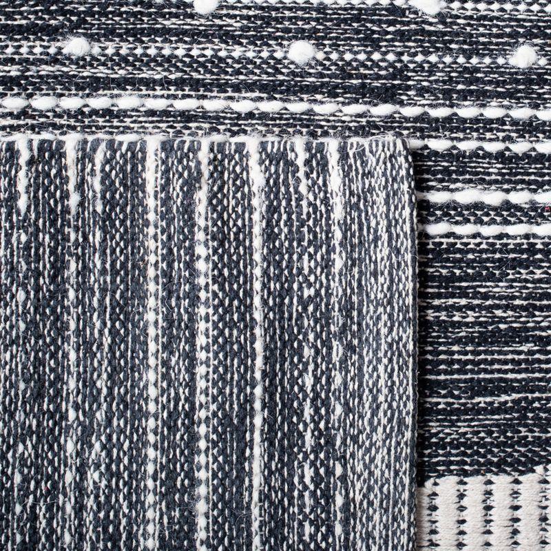 Striped Kilim STK521 Hand Woven Area Rug - Black/Ivory - 4'x6' - Safavieh.