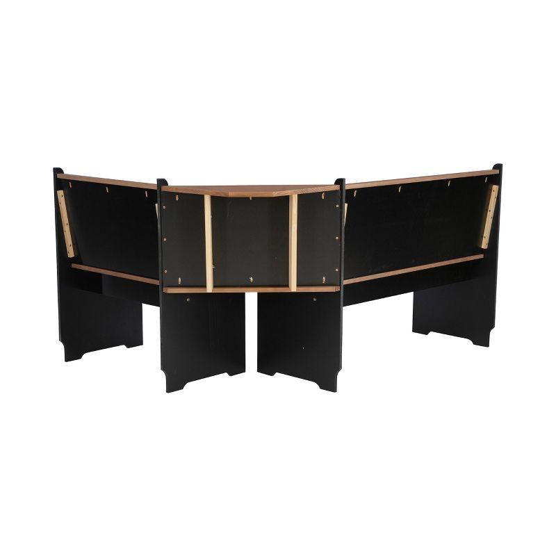 Linon 3pc Ardmore Breakfast Nook Storage Benches Dining Set Black/Pecan: Mid-Century Modern, Wood, 6-Seat Capacity