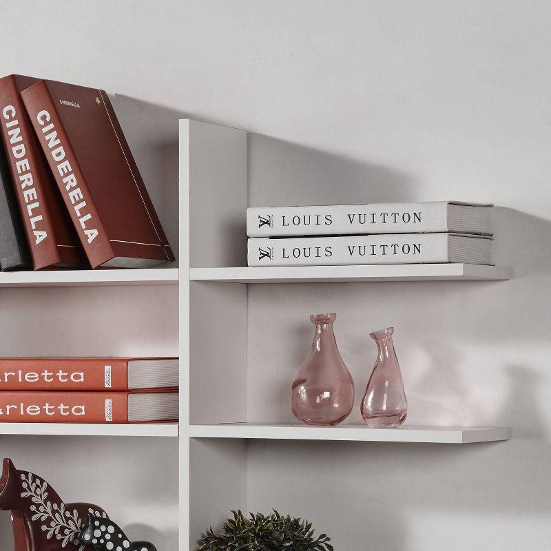 Danya B. 51" x 45" Five Tier Asymmetric Shelf White - Laminated, Interlocking, MDF Composite