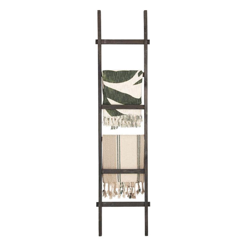 Storied Home Wood Blanket Ladder Black: Fir Wood 6-Rung Decorative Wall Ladder, No Assembly Required