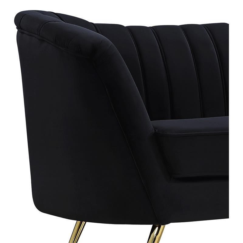 Margo Velvet Accent Chair in Black and Gold-Meridian Furniture