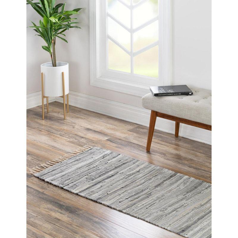 Handmade Gray Stripe Cotton Reversible Runner Rug