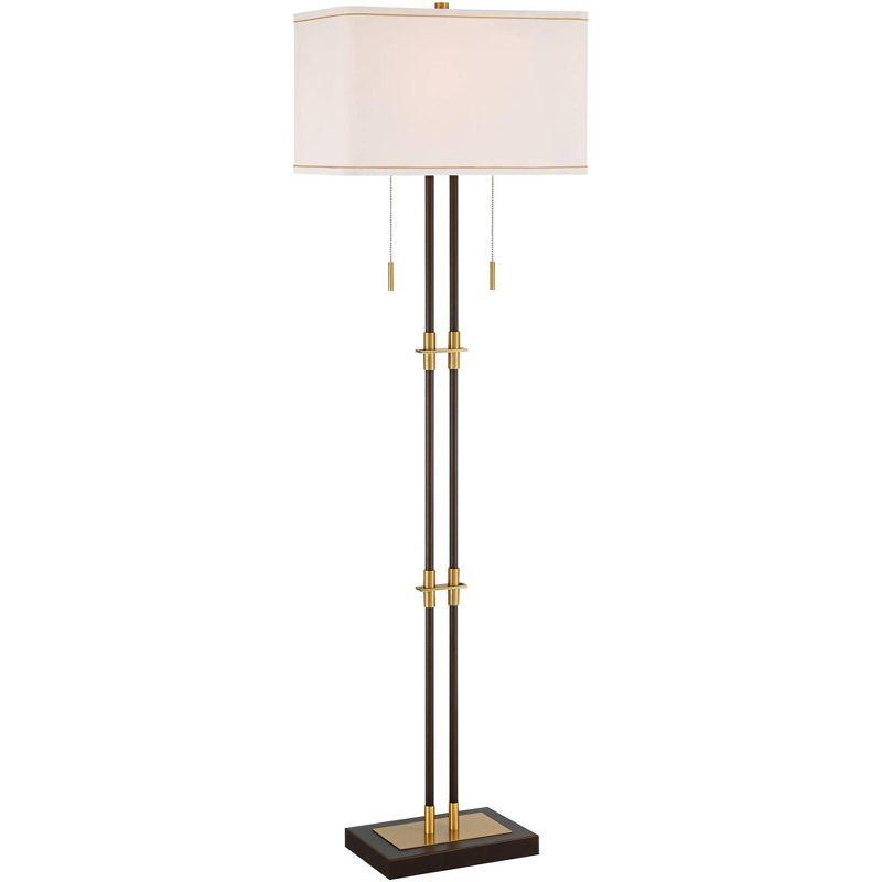 Possini Euro Design Nevada Modern 61 1/2" Tall Standing Floor Lamp Skinny Pole Pull Chain Brown Gold Metal Oil Rubbed Bronze Finish Living Room