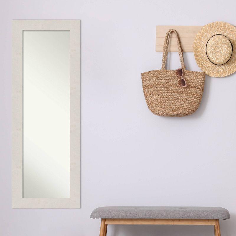 20" x 54" Non-Beveled Rustic Plank White Full Length on The Door Mirror - Amanti Art: Includes Hanging Hardware