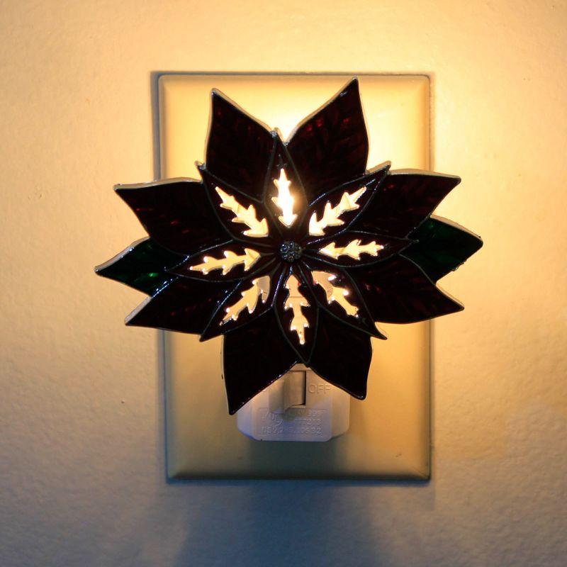 Ganz 4.25" Multicolor Poinsettia Christmas Night Light