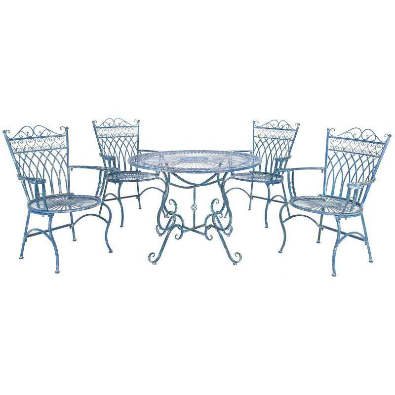 Thessaly 5-Piece Antique Blue Iron Outdoor Dining Set