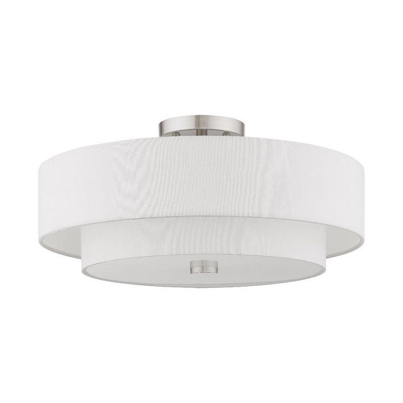 Swaney 18" Brushed Nickel Drum Ceiling Light with Glass Diffuser