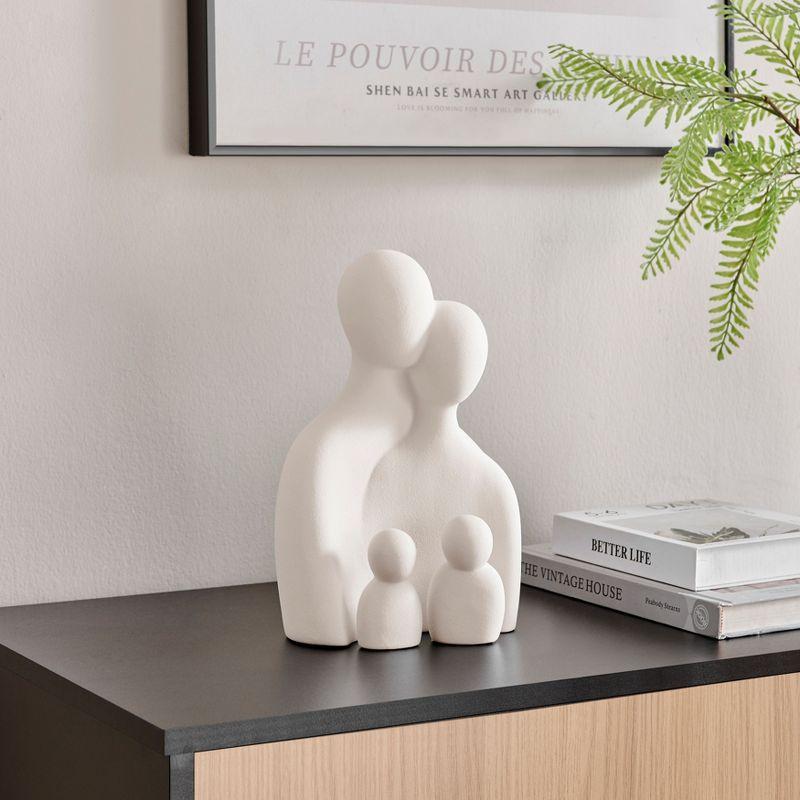 Hans Cream Abstract Nesting Three Piece Family Of 4 Decorative Accent Matte Ceramic Sculpture Figure Set