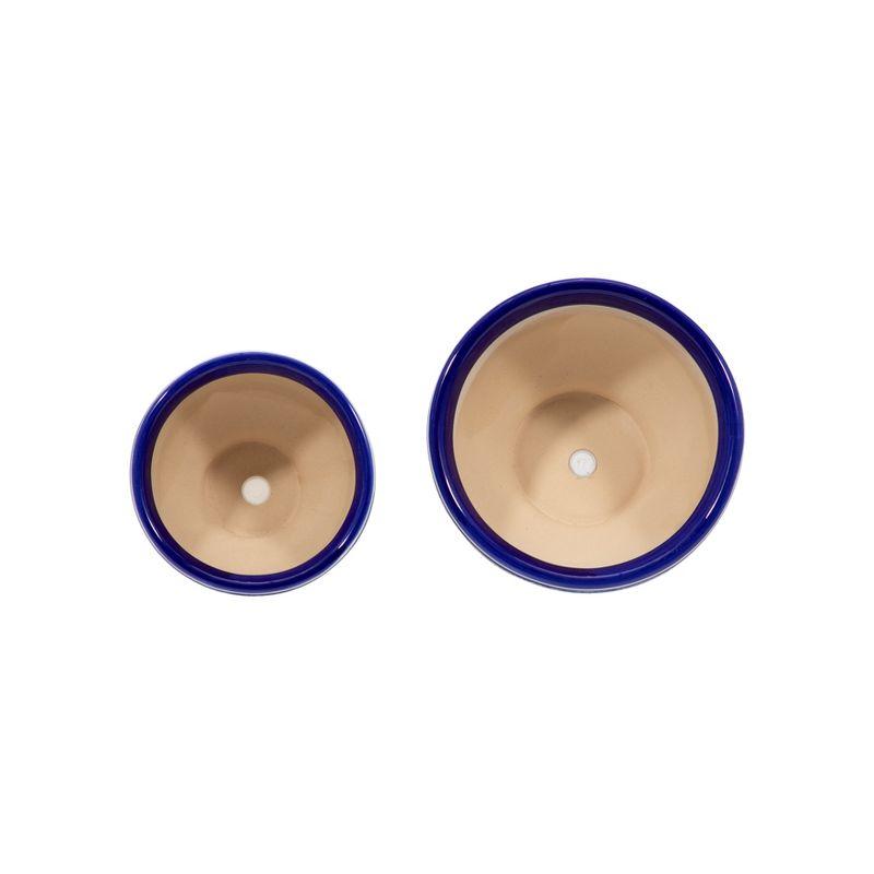 Sagebrook Home 2pc Bowl Chinoiserie Ceramic Indoor Outdoor Planter Pots Blue/White: Hand-Painted, Rust-Resistant