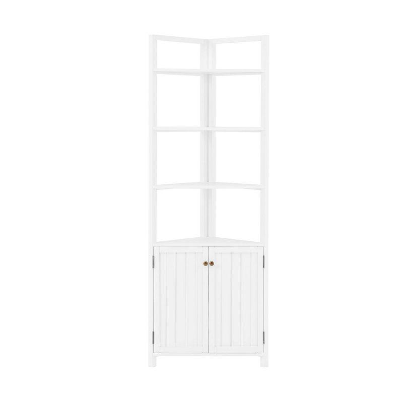 White Corner Storage Cabinet with Adjustable Shelving