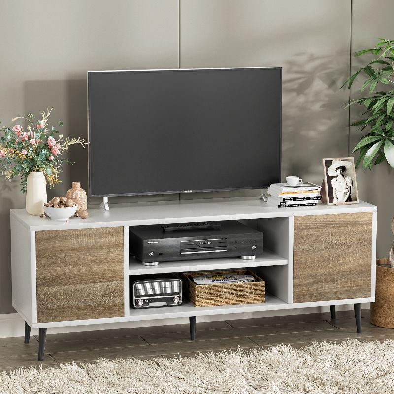 LACOO 58" Modern Simplicity TV Stand Media Console Fits TV's up to 65" - Scandi White