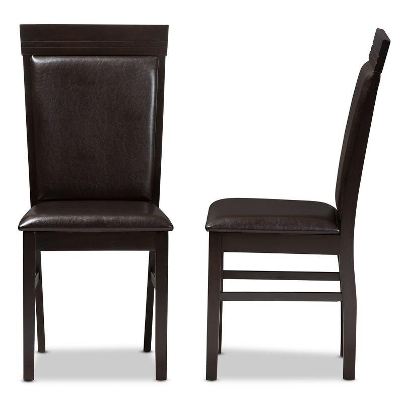 Set of 2 Thea Modern And Contemporary Faux Leather Upholstered Dining Chairs Dark Brown - Baxton Studio