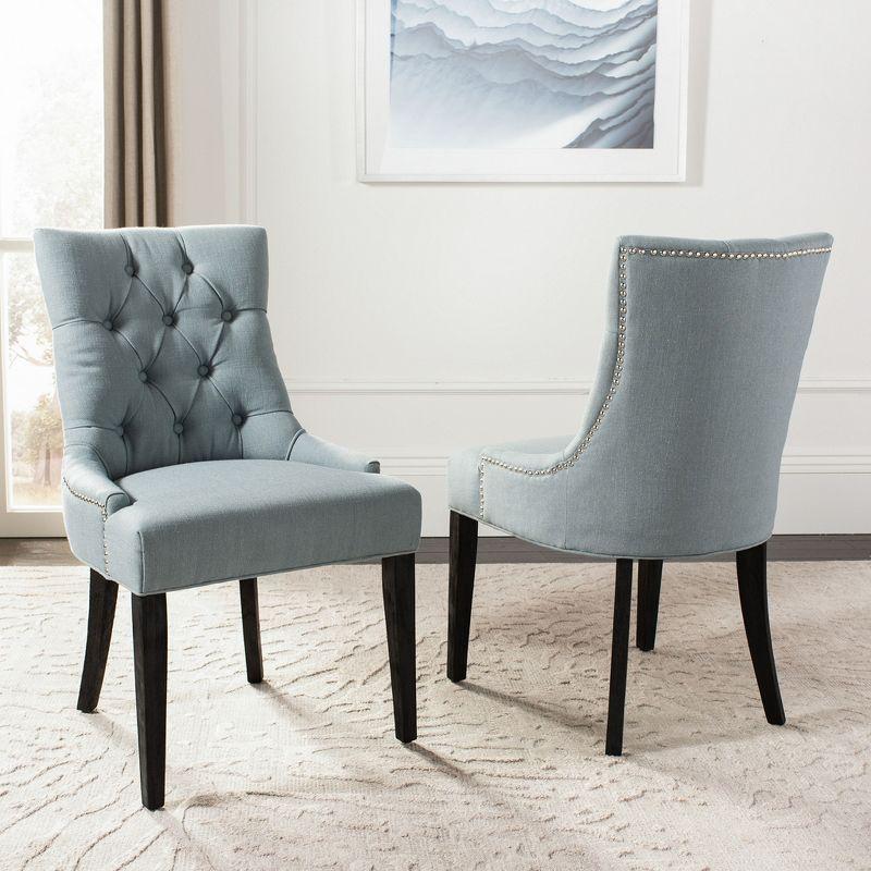 Abby 19''H Tufted Side Chairs (Set Of 2)  Silver Nail Heads - Sky Blue - Safavieh