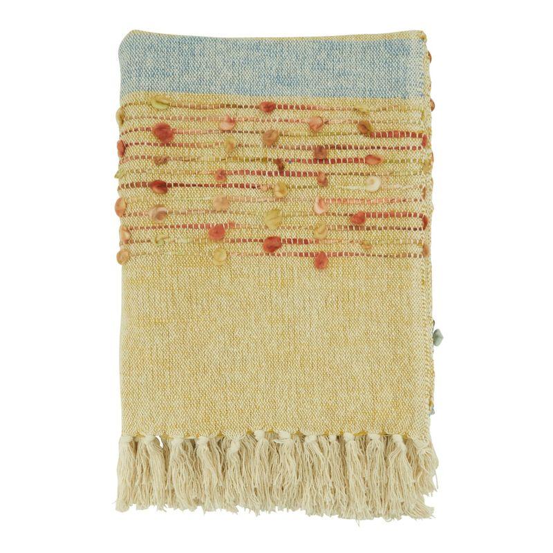 Multicolor Striped Cotton Throw Blanket with Fringe