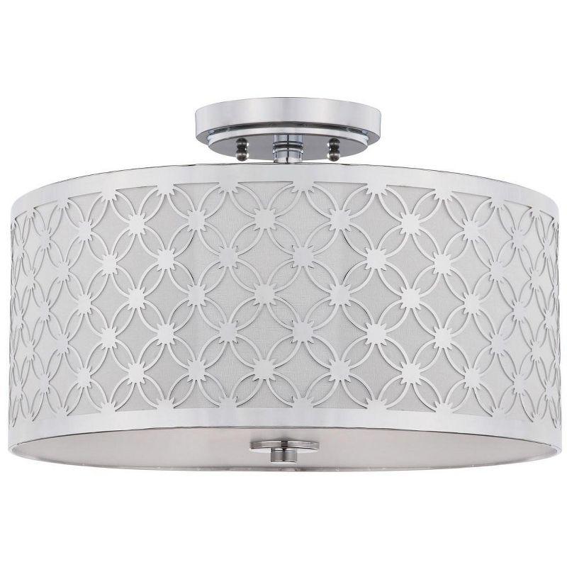 Retro Chic 16" Chrome Drum Flush Mount Ceiling Lamp