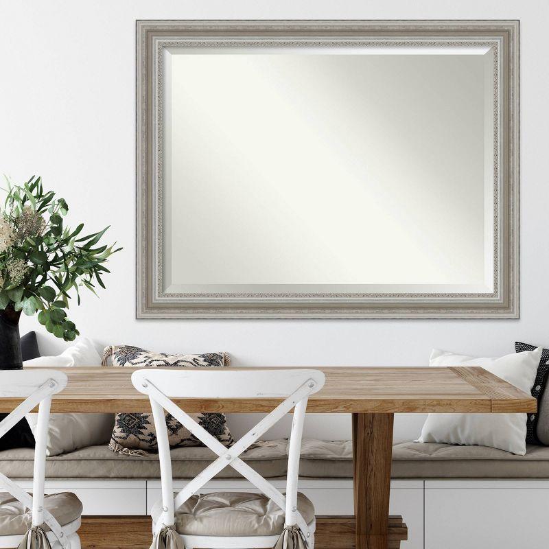 46" x 36" Parlor Framed Wall Mirror Silver - Amanti Art: Modern Beveled, No Assembly Required