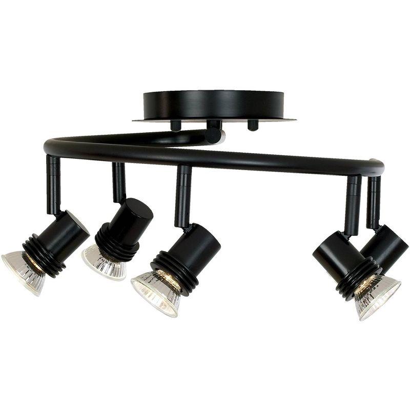 Pro Track Spiral 5-Head LED Ceiling Track Light Fixture Kit Spot Light GU10 Directional Adjustable Black Modern Kitchen Bathroom Dining 15 3/4" Wide