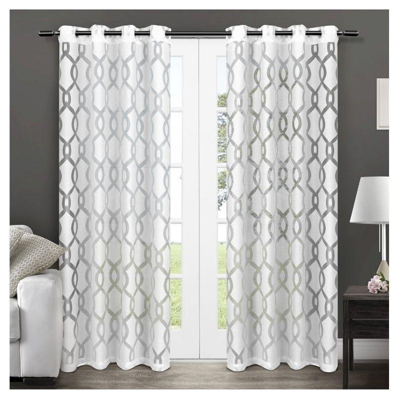 Rio Sheer Silver Grommet Top Window Curtain Panels 54x96