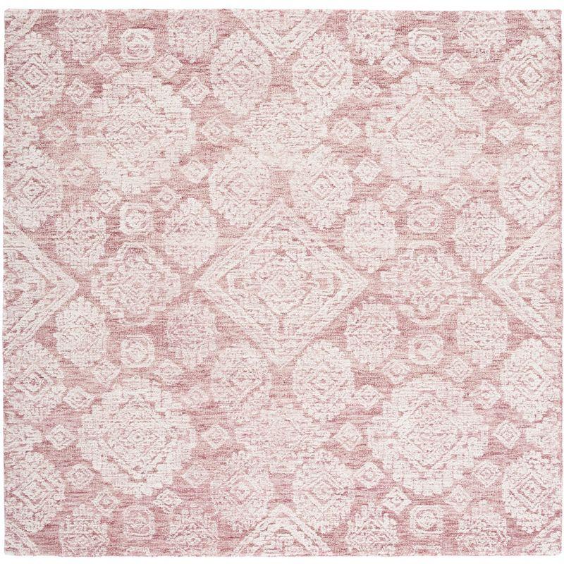 Safavieh 6' x 6' Dark Pink and Ivory Hand-Tufted Wool Rug