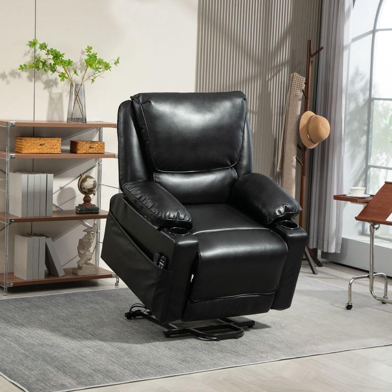 HOMCOM Power Lift Recliner Chair, Electric Heated Massage Reclining Chair with Remote, Side Pockets, Pocket Spring, Black