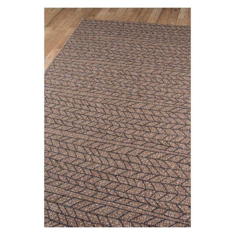 3'11"x5'7" Stripe Loomed Accent Rug Tan - Momeni: Indoor Outdoor Low Pile Entryway Area Rug