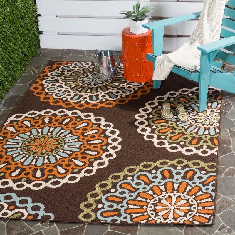 Chocolate and Terracotta Floral Reversible Rectangular Rug