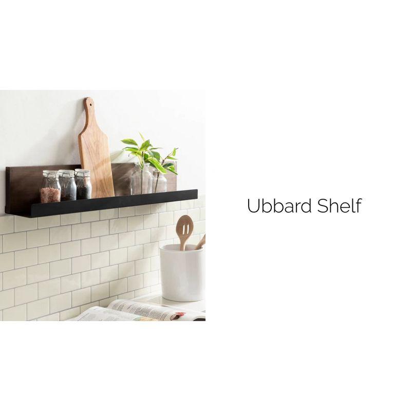 Walnut Brown and Black Wood Floating Wall Shelf with Lip, 30x4