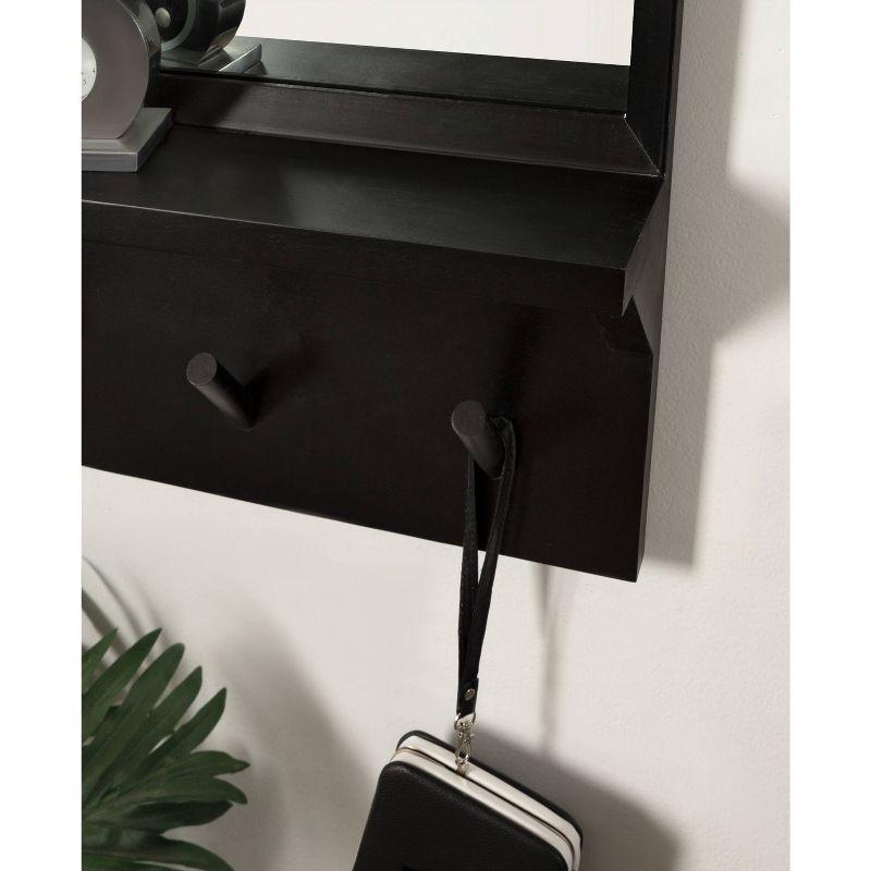 Kate & Laurel All Things Decor 16"x30" Hinter Framed Wall Mirror with Pegs Black: Entryway, Hanging Storage