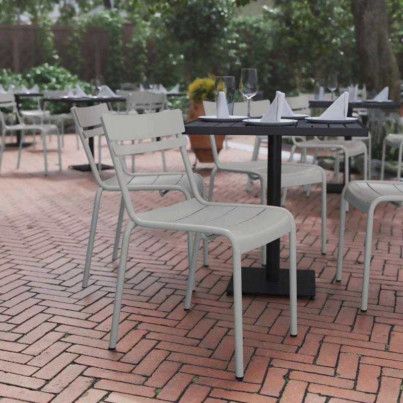 Flash Furniture Nash Commercial Grade Steel Stack Chair, Indoor-Outdoor Armless Chair with 2 Slat Back