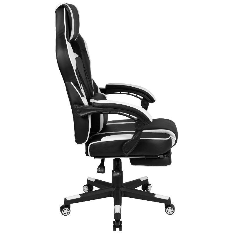 Flash Furniture X40 Gaming Chair Racing Ergonomic Computer Chair with Fully Reclining Back/Arms, Slide-Out Footrest, Massaging Lumbar - White